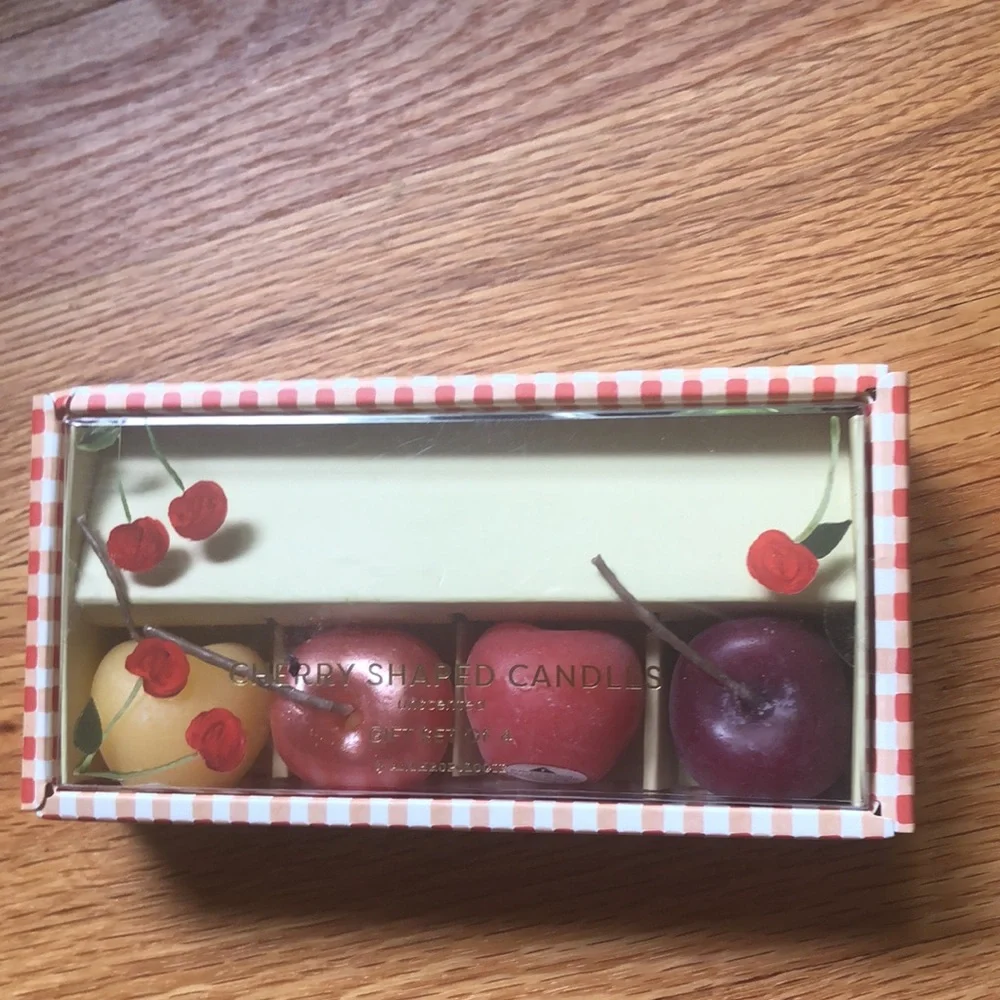 Anthropologie Cherry Candle Set - Red, Purple, Yellow, Orange